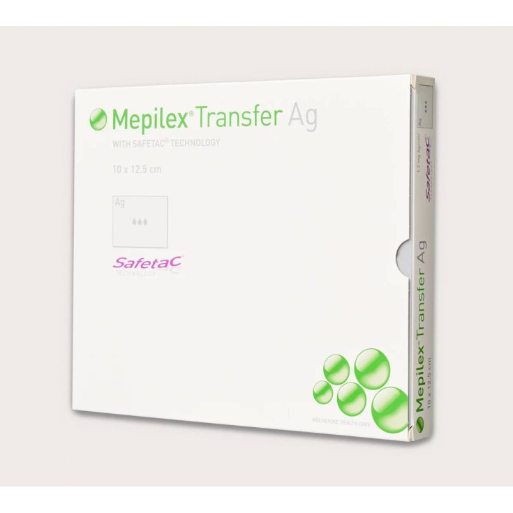 Mölnlycke® Mepilex® Transfer Ag Medicazione Antimicrobica In Schiuma Misura 10x12,5cm 5 Pezzi