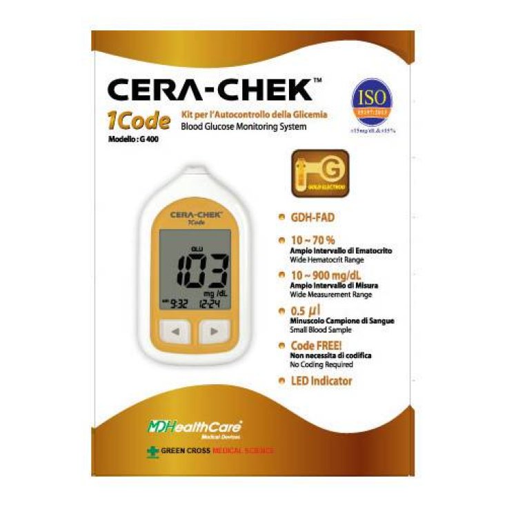 Cera-Chek 1 Code Striscette Reattive Per Glicemia 25 Pezzi