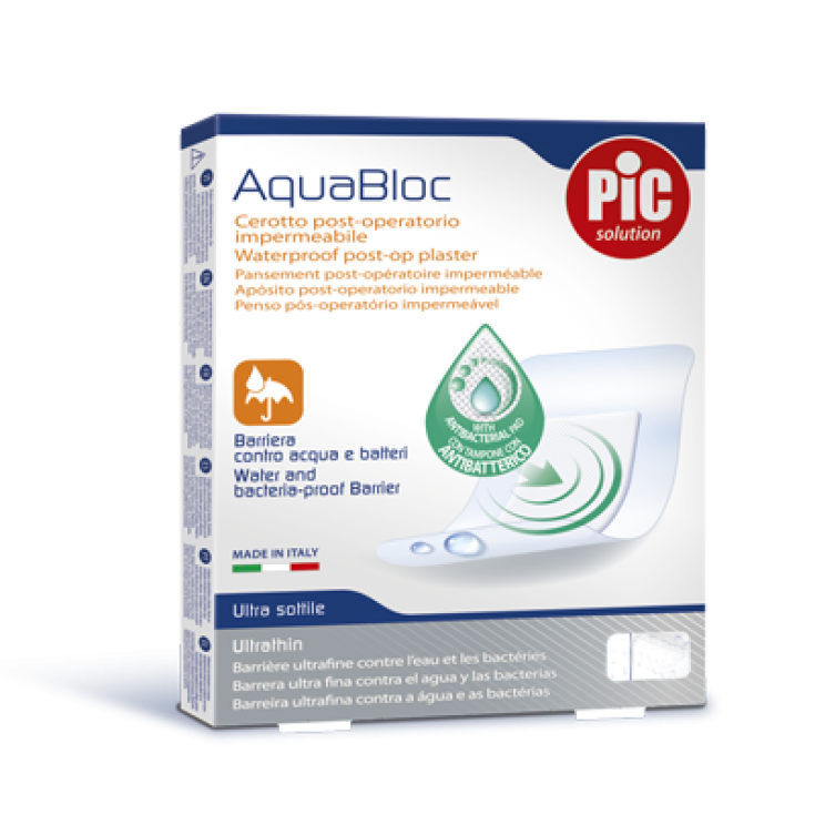 PIC Aquabloc Cerotto Sterile Antibatterico Impermeabile 5x7cm 5 Pezzi