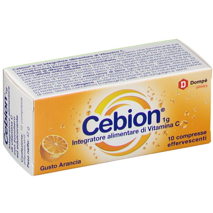 Cebion 1g Integratore Alimentare Di Vitamina C Gusto Arancia 10 Compresse Effervescenti