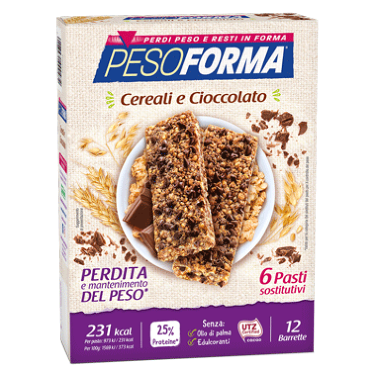 Pesoforma Barrette Ai Cereali E Cioccolato 6 Pasti 12 Barrette