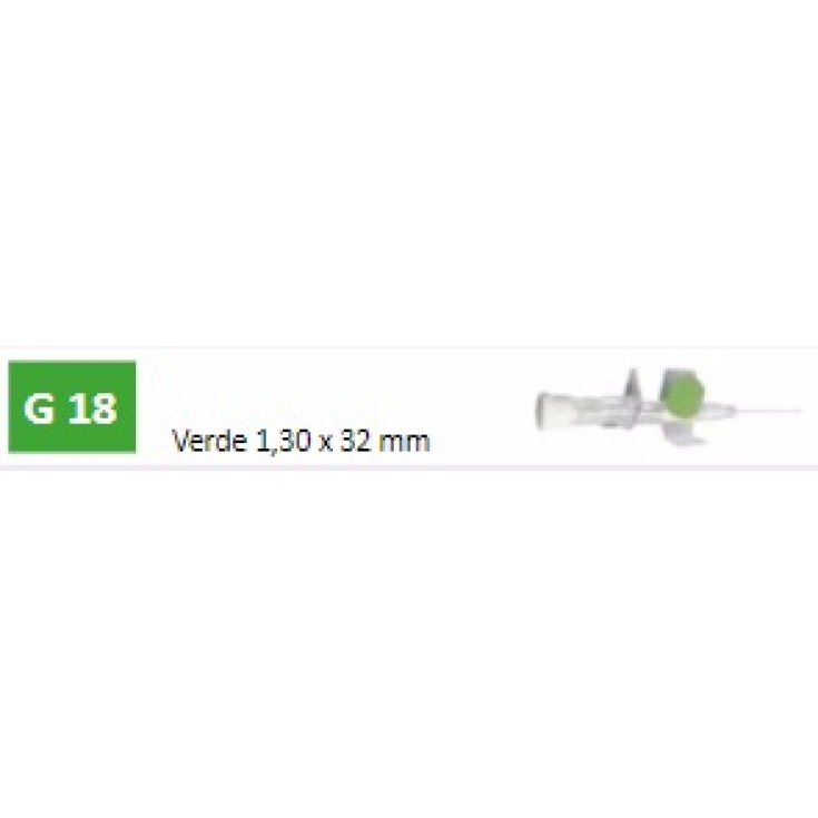 PB Pharma Ago Cannula 2 Vie G18 Con Alette Verde