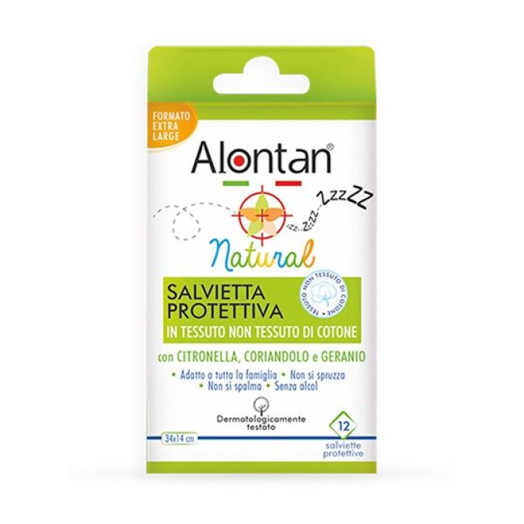 Alontan® Natural Salviette Protettive Con Citronella Coriandolo E Geranio 12 Pezzi