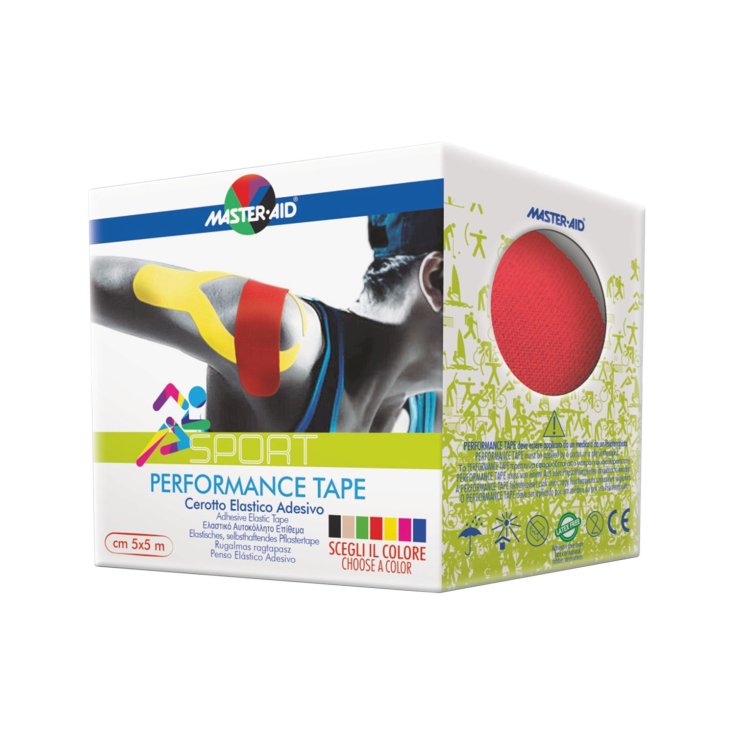 Master-Aid® Sport Performance Tape Cerotto Elastico Adesivo Colore Rosso 5cm x 5m 1 Bobina