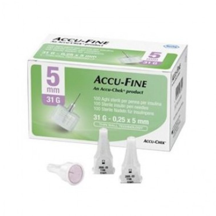 Roche Accu-Fine Ago Per Penna Da Insulina 31G Lunghezza 5mm 100 Pezzi