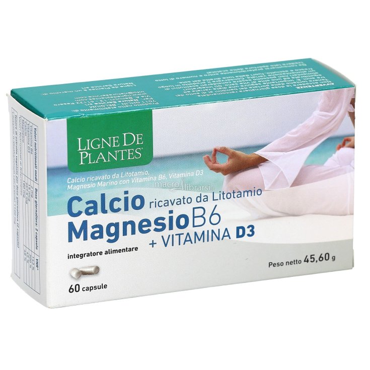 Ligne De Plantes Calcio+Magnesio B6+Vitamina D3 Integratore Alimentare 60 Capsule Vegetali