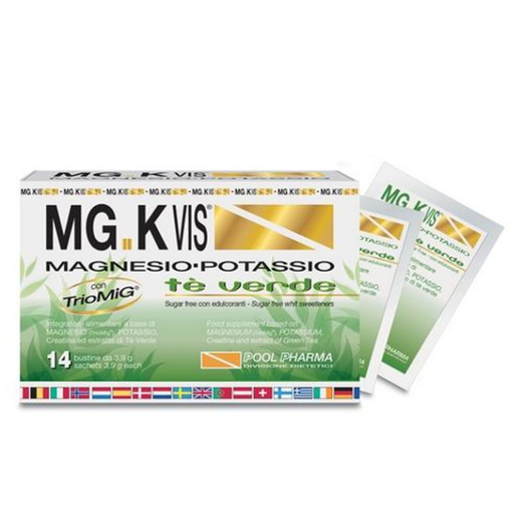Pool Pharma Mg.K Vis® Magnesio Potassio Té Verde Integratore Alimentare 14 Bustine