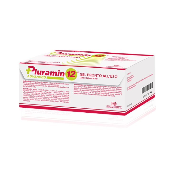 Farma-Derma Pluramin 12® Advanced Gel Pronto All'Uso Integratore Alimentare 14 Stick Pack Da 15ml