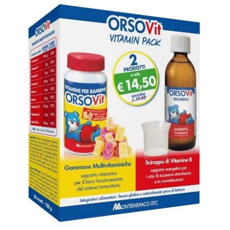 Montefarmaco OTC OrsoVit Vitamin Pack Gommose Vitaminiche + Sciroppo Vitamina B