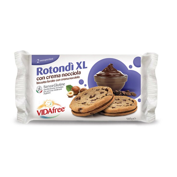 Vidafree Rotondì XL con Crema Alla Nocciola Biscotti Senza Glutine 140g