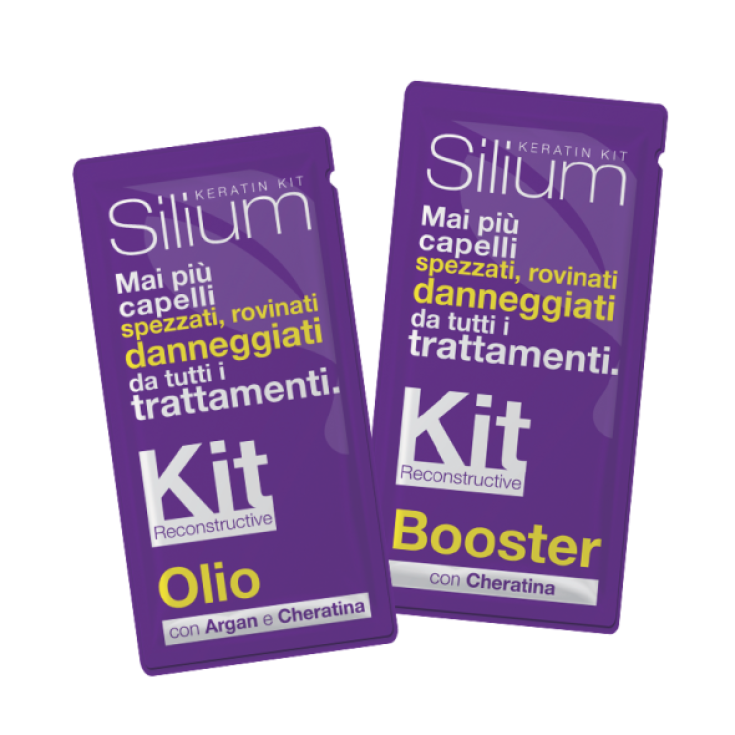 Silium Kit Reconstructive Olio + Booster Trattamento Ricostruttivo Capelli Danneggiati con Argan Cheratina 2 Bustine x12ml