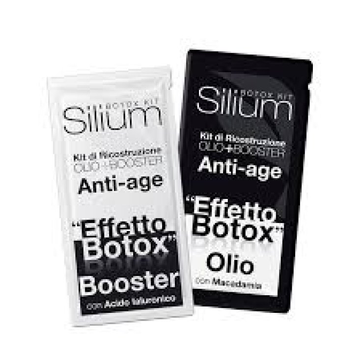 Silium Kit di Ricostruzione Capelli - Olio + Booster con Macadamia E Acido Ialuronico Anti-Age 2 Bustine x12ml