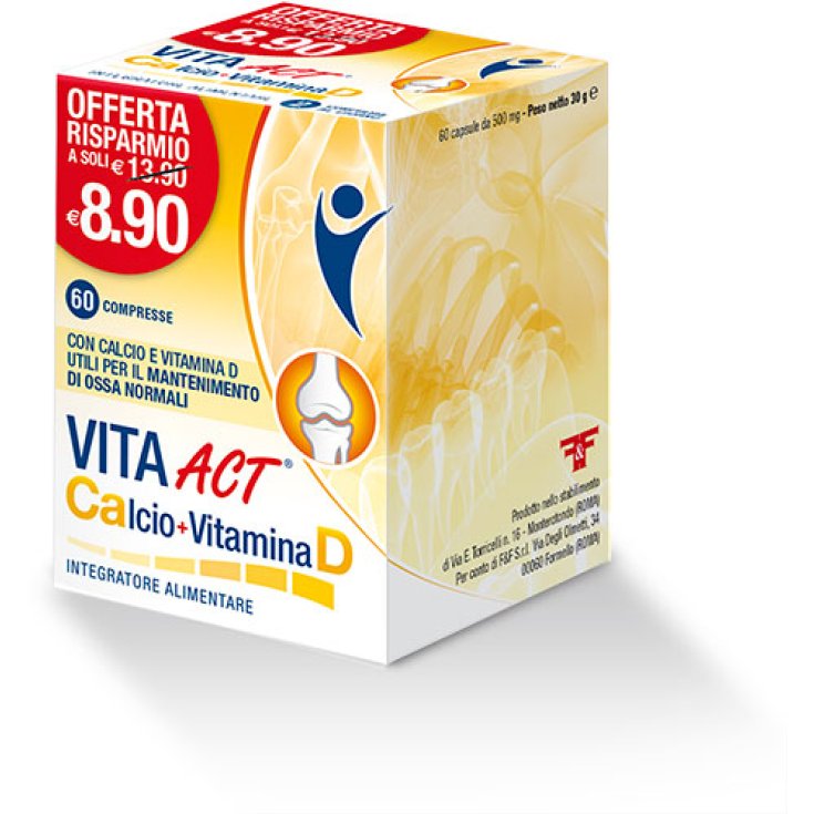 F&F Vita Act Calcio + Vitamina D Integratore Alimentare 60 Compresse