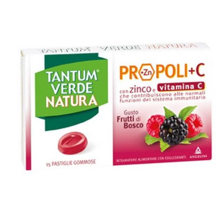 Angelini Tantum Green Nature Propolis + C (+ Zn) Food Supplement Taste Of Wild Berries 15 Gummy Pads