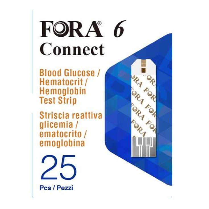 Meter Fora® 6 Connect Striscia Reattiva Glicemia Ematocrito Emoglobina 25 Pezzi