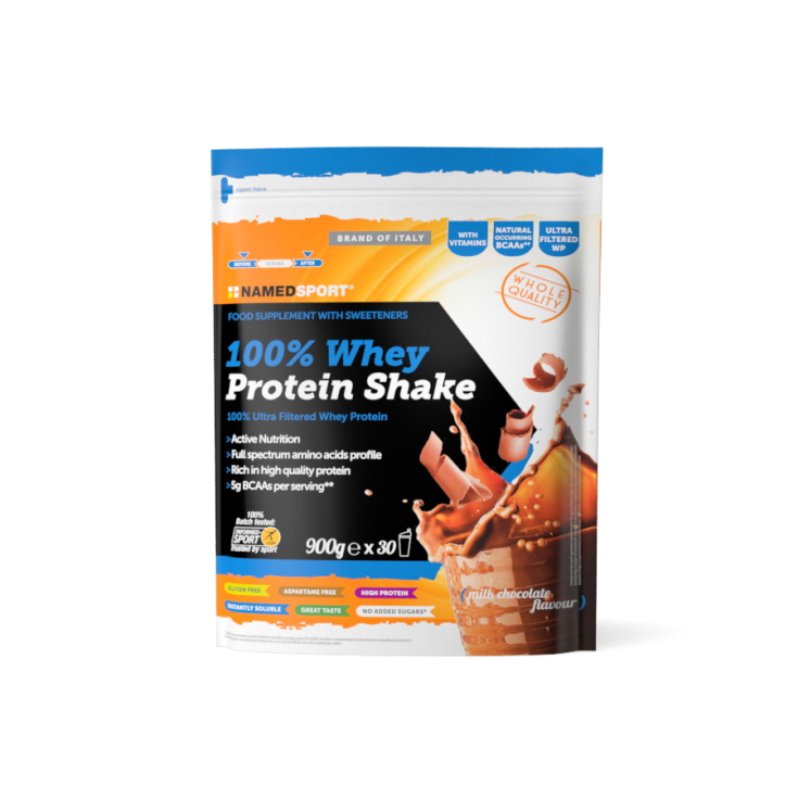 Named Sport 100% Whey Protein Shake Integratore Proteico Gusto Milk Chocolate 900g