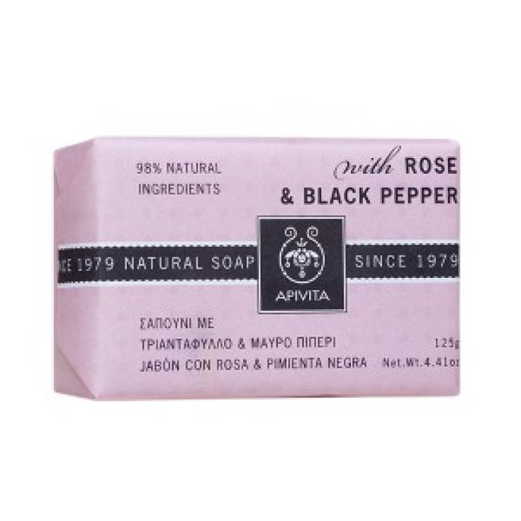 Apivita Natural Soap With Rose And Black Pepper 125g