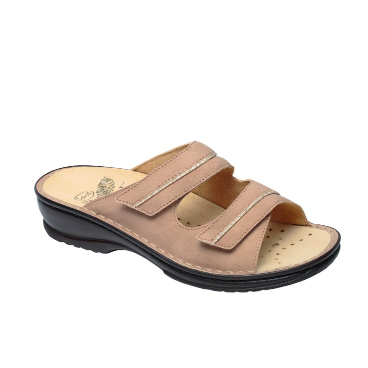 Scholl® Carlen Ciabatta Donna Simil Nubuck + Glitter Plantare Bioprint® Colore Beige Misura 38