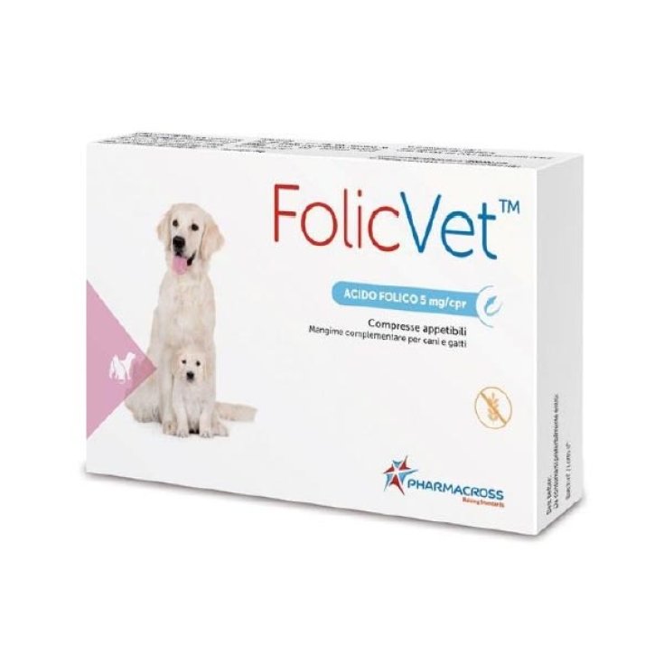 Pharmacross FolicVet™ Mangime Complementare Per Cani E Gatti 15 Compresse 5mg