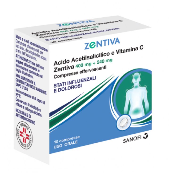 Acido Acetilsalicilico E Vitamina C Zentiva 400mg+240mg 10 Compresse Effervescenti