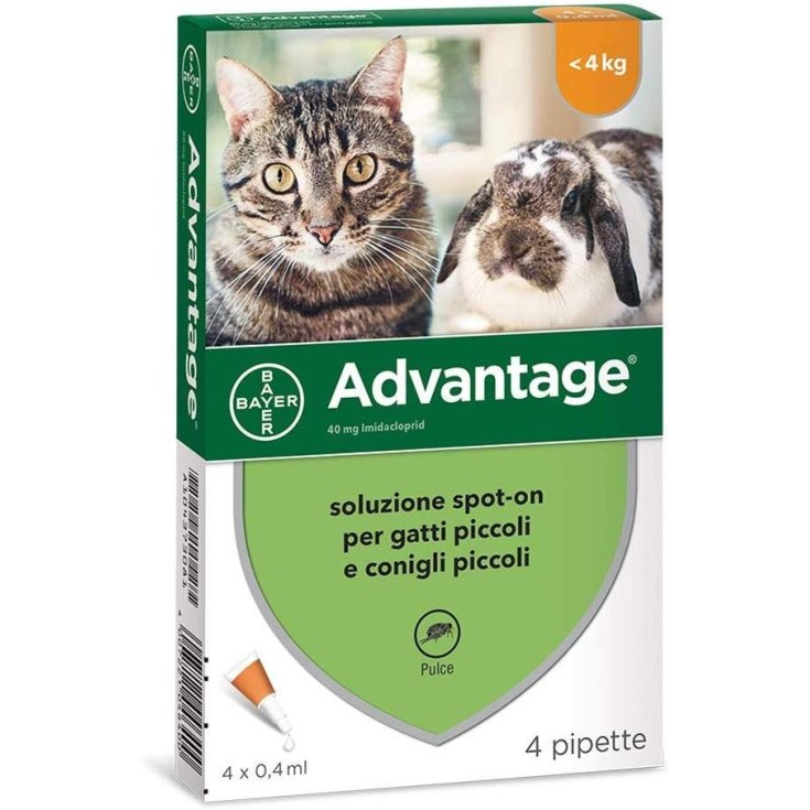 Advantage® Soluzione Spot-On Per Gatti E Conigli Fino A 4 Kg BAYER 4 Pipette Da 0,4ml