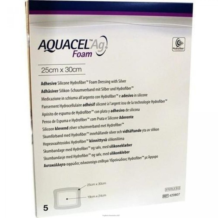 Aquacel™ Ag Foam Medicazione Adesiva 25x30cm ConvaTec 5 Pezzi
