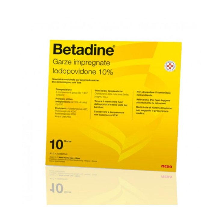 Betadine 10% Meda 10 Garze Impregnate 10x10cm