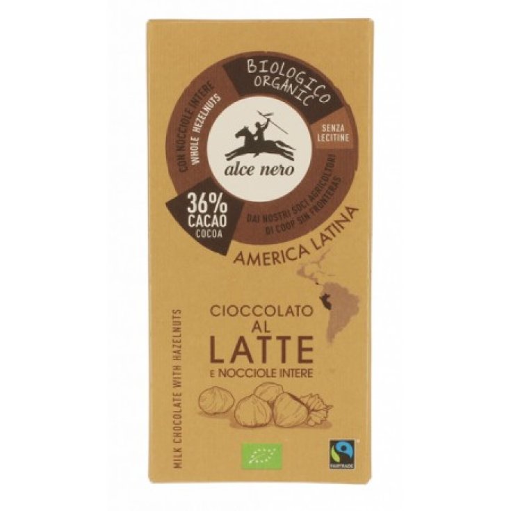 Cioccolato Al Latte 36% Con Nocciole Intere Biologico Alce Nero 100g