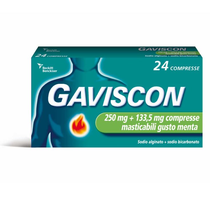 Gaviscon 250mg + 133,5mg Gusto Menta 24 Compresse Masticabili