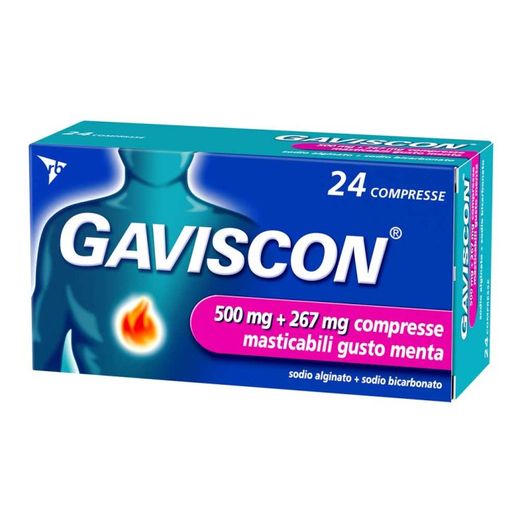 Gaviscon 500mg+267mg Gusto Menta 24 Compresse Masticabili
