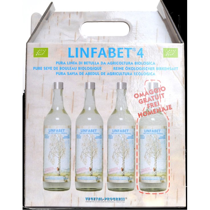Linfabet® 4 Pura Linfa Di Betulla Biologico Vegetal Progress 3 Bottiglie + 1 Omaggio