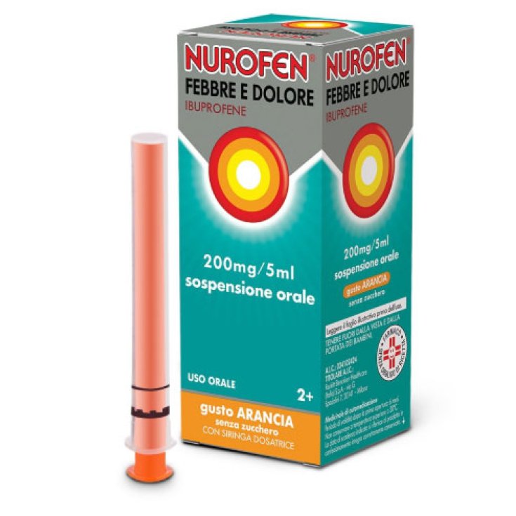 Nurofen® Febbre Dolore Bambini 200mg/5ml Gusto Arancia Senza Zucchero 100ml
