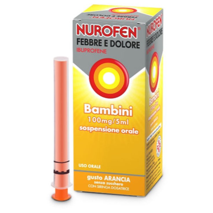 Nurofen® Febbre E Dolore Bambini 100mg/5ml Gusto Arancia Senza Zucchero 150ml