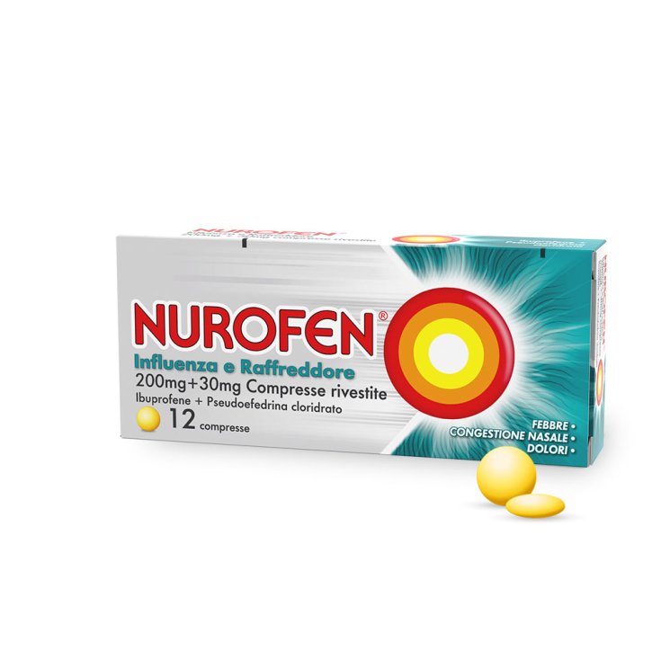 Nurofen® Flu & Cold 200mg + 30mg 12 Coated Tablets