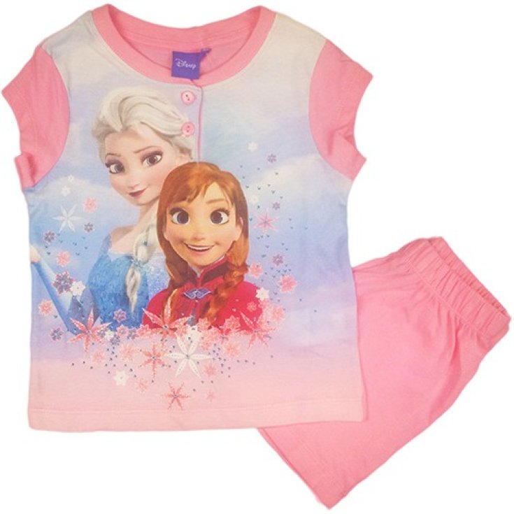 Pigiama maglia maglietta pantaloncino bimba bambina Disney Frozen rosa 3A