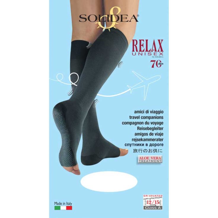 Relax Unisex Gambaletto Punta Aperta 70 Den Solidea&reg; Blu Scuro M 1 Paio