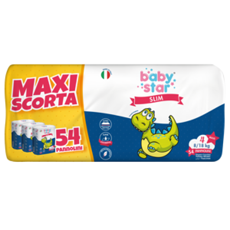BabyStar Slim Taglia 4 (8-18Kg) Maxiscorta 54 Pannolini