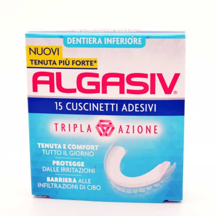 Dentiera Inferiore Tripla Azione Algasiv® 15 Cuscinetti Adesivi