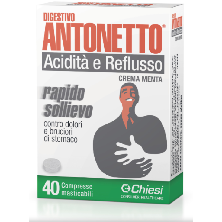 Digestivo® Antonetto Acidità E Reflusso Crema Menta Chiesi 40 Compresse Masticabili 