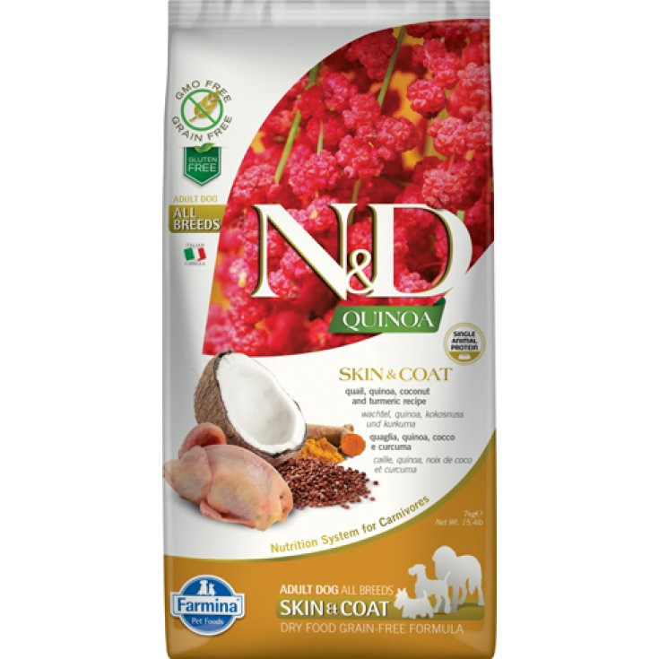 Natural & Delicious All Breed Quinoa Skin & Coat Quaglia Grain Free - 7KG