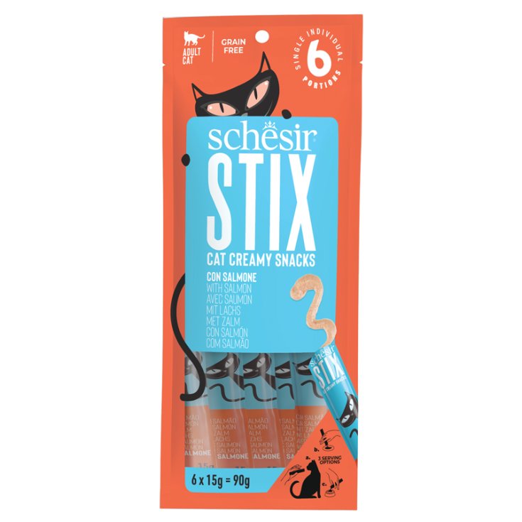 Cat Stix Snack Mousse di Salmone - 6 Bustine da 15Gr.