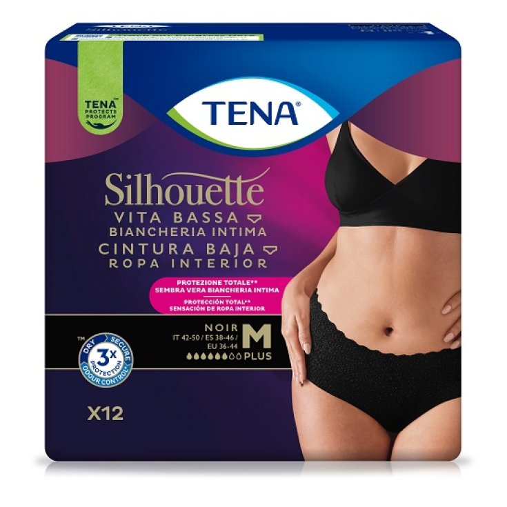 Slip Vita Bassa Nero Tg.M Silhouette TENA 12 Pezzi