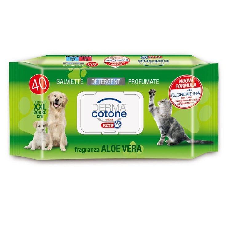 Salviettine Aloe DERMA cotone PETS 40 Pezzi
