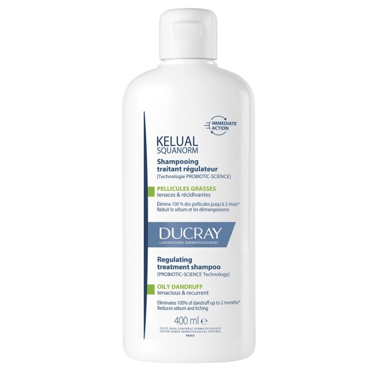 Ducray Kelual Squanorm Shampoo Trattante Regolatore Forfora Grassa, 400 ml