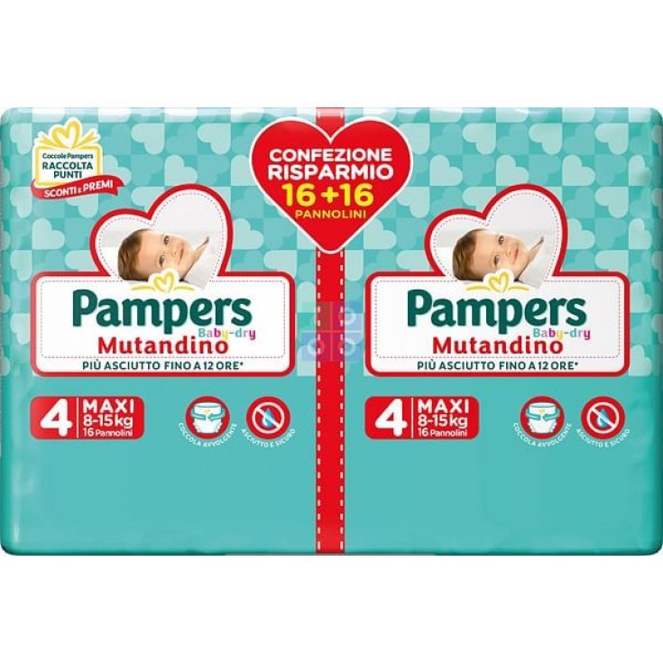 Pampers Baby Dry Mutandino Taglia 4 MAXI (8-15Kg) 32 Pannolini
