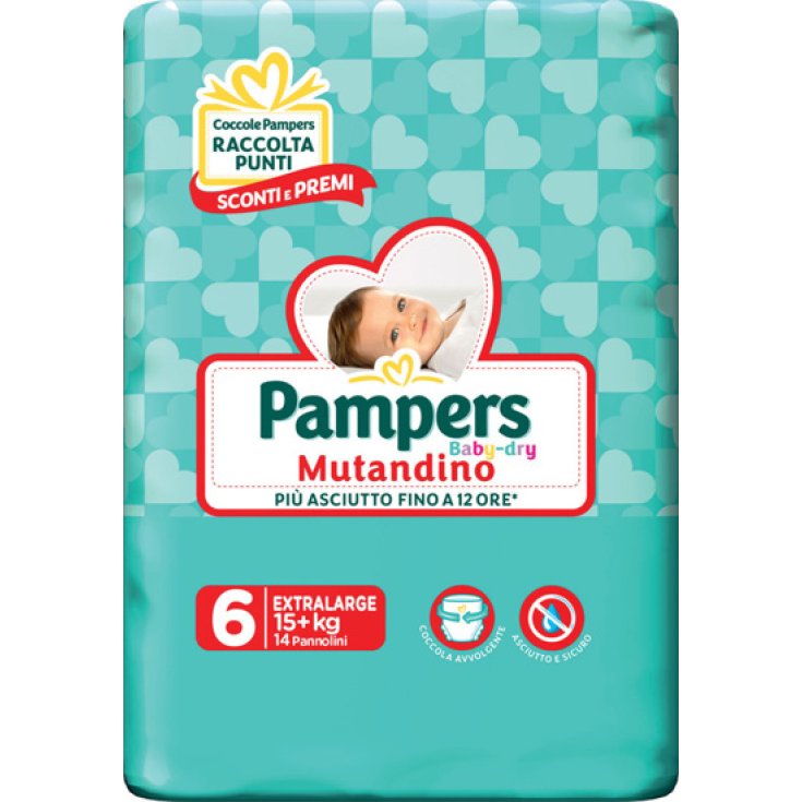 Pampers Baby Dry Mutandino Taglia 6 XL (15-30Kg) 14 Pannolini