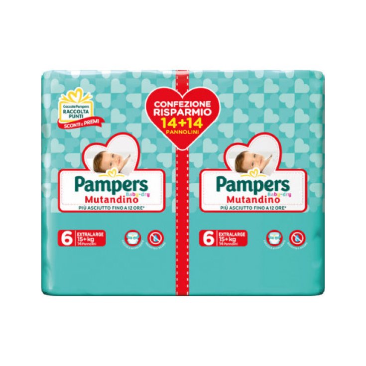Pampers Baby Dry Mutandino Taglia 6 XL (15+Kg) 28 Pannolini