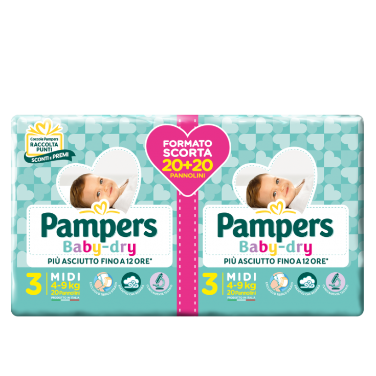 Pampers Baby Dry Taglia 3 MIDI (4-9Kg) 40 Pannolini