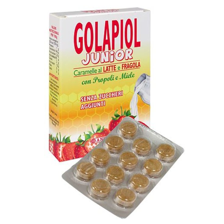 Golapiol Junior Pastiglie A Base Di Propoli e Miele Gusto Latte Fragola 24 Compresse