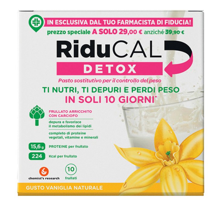 RiduCAL DETOX Chemist's Research 10 Buste Gusto Vaniglia 